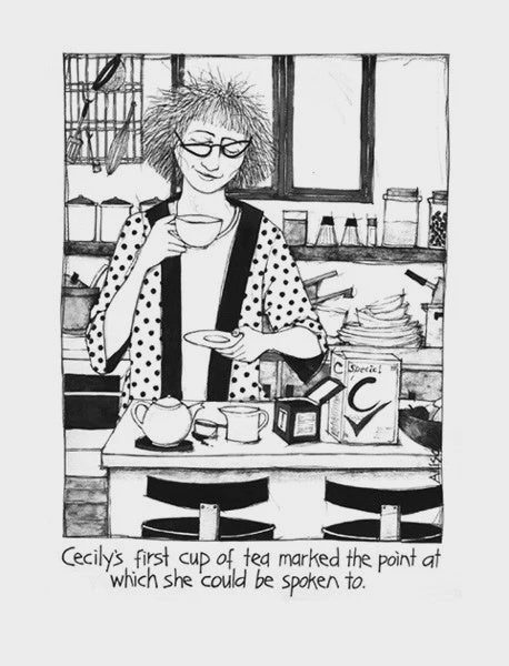 Cecily Tea Towel First Cup of Tea - CE172