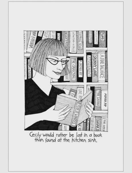 Cecily Tea Towel - Lost in a book CE238
