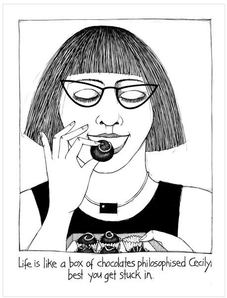 CECILY TEA TOWEL Box of Chocolates CE267